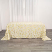 90"x132" Polyester Rectangular Tablecloth with Metallic Geometric Pattern