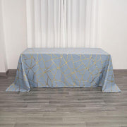 90"x132" Polyester Rectangular Tablecloth with Metallic Geometric Pattern