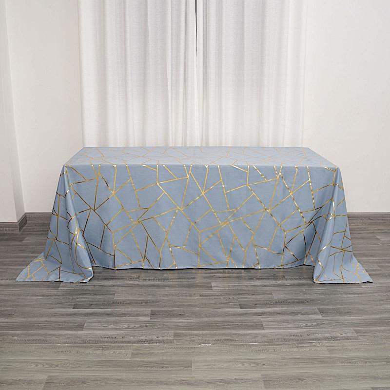 90"x132" Polyester Rectangular Tablecloth with Metallic Geometric Pattern