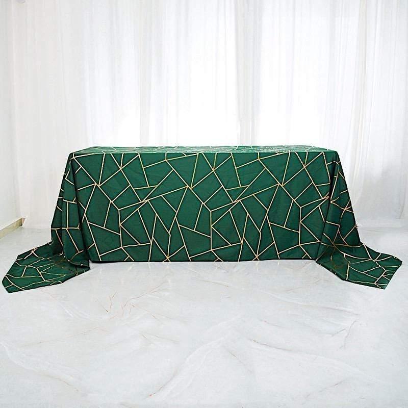 90"x132" Polyester Rectangular Tablecloth with Metallic Geometric Pattern