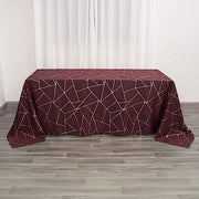 90"x132" Polyester Rectangular Tablecloth with Metallic Geometric Pattern