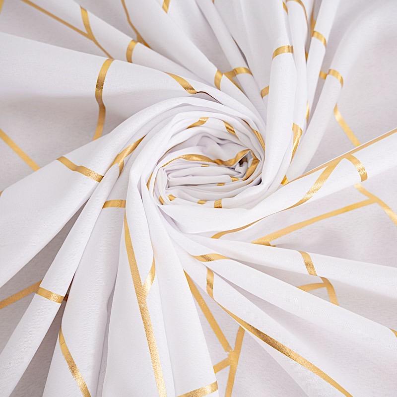 90"x132" Polyester Rectangular Tablecloth with Metallic Geometric Pattern