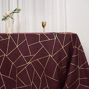 90"x132" Polyester Rectangular Tablecloth with Metallic Geometric Pattern