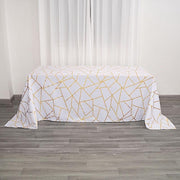 90"x132" Polyester Rectangular Tablecloth with Metallic Geometric Pattern
