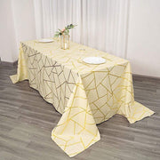 90"x132" Polyester Rectangular Tablecloth with Metallic Geometric Pattern