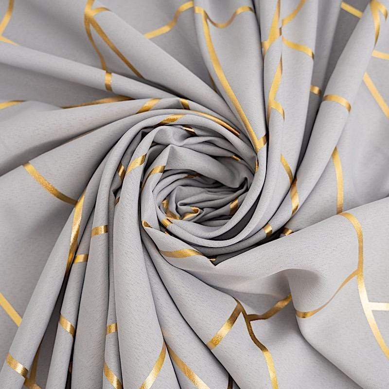 90"x132" Polyester Rectangular Tablecloth with Metallic Geometric Pattern