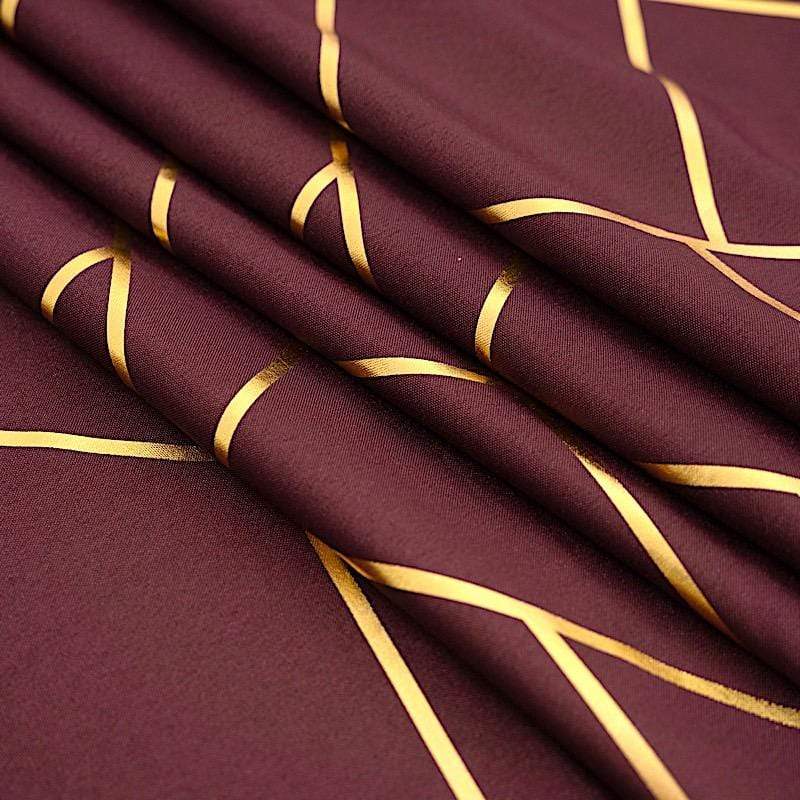 90"x132" Polyester Rectangular Tablecloth with Metallic Geometric Pattern