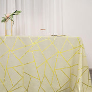 90"x132" Polyester Rectangular Tablecloth with Metallic Geometric Pattern