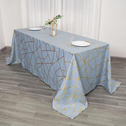 90"x132" Polyester Rectangular Tablecloth with Metallic Geometric Pattern