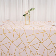 90"x132" Polyester Rectangular Tablecloth with Metallic Geometric Pattern