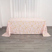 90"x132" Polyester Rectangular Tablecloth with Metallic Geometric Pattern
