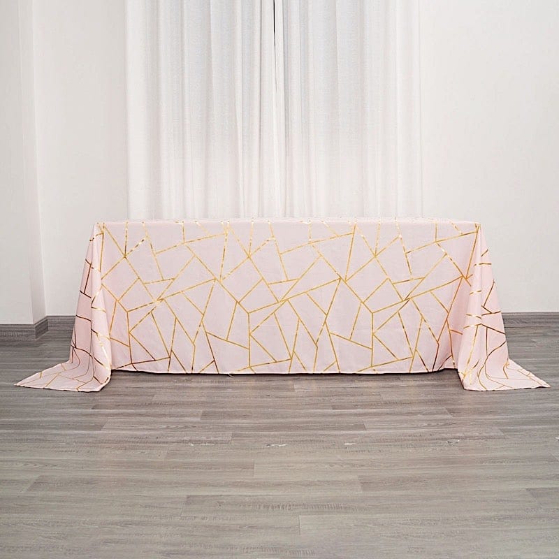 90"x132" Polyester Rectangular Tablecloth with Metallic Geometric Pattern