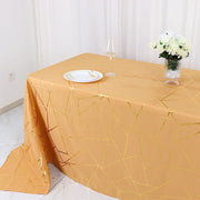 90"x132" Polyester Rectangular Tablecloth with Metallic Geometric Pattern