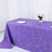 90"x132" Polyester Rectangular Tablecloth with Metallic Geometric Pattern