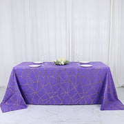 90"x132" Polyester Rectangular Tablecloth with Metallic Geometric Pattern