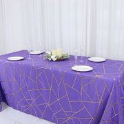 90"x132" Polyester Rectangular Tablecloth with Metallic Geometric Pattern
