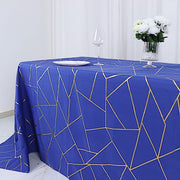 90"x132" Polyester Rectangular Tablecloth with Metallic Geometric Pattern