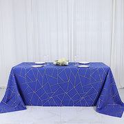 90"x132" Polyester Rectangular Tablecloth with Metallic Geometric Pattern