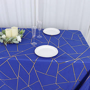 90"x132" Polyester Rectangular Tablecloth with Metallic Geometric Pattern