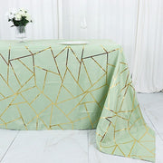 90"x132" Polyester Rectangular Tablecloth with Metallic Geometric Pattern