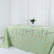 90"x132" Polyester Rectangular Tablecloth with Metallic Geometric Pattern