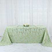 90"x132" Polyester Rectangular Tablecloth with Metallic Geometric Pattern