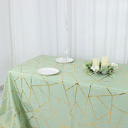 90"x132" Polyester Rectangular Tablecloth with Metallic Geometric Pattern