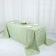 90"x132" Polyester Rectangular Tablecloth with Metallic Geometric Pattern
