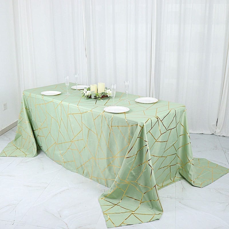 90"x132" Polyester Rectangular Tablecloth with Metallic Geometric Pattern