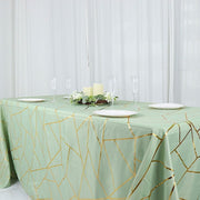 90"x132" Polyester Rectangular Tablecloth with Metallic Geometric Pattern