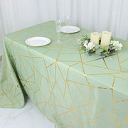 90"x132" Polyester Rectangular Tablecloth with Metallic Geometric Pattern