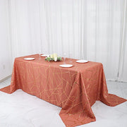 90"x132" Polyester Rectangular Tablecloth with Metallic Geometric Pattern