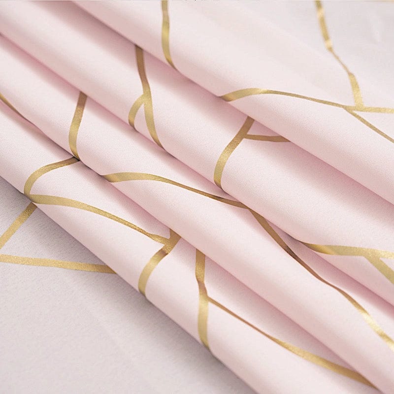 90"x132" Polyester Rectangular Tablecloth with Metallic Geometric Pattern