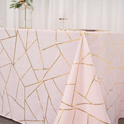 90"x132" Polyester Rectangular Tablecloth with Metallic Geometric Pattern