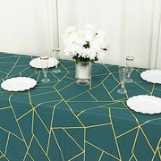90"x132" Polyester Rectangular Tablecloth with Metallic Geometric Pattern