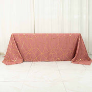 90"x132" Polyester Rectangular Tablecloth with Metallic Geometric Pattern