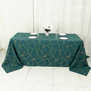 90"x132" Polyester Rectangular Tablecloth with Metallic Geometric Pattern
