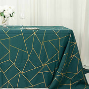 90"x132" Polyester Rectangular Tablecloth with Metallic Geometric Pattern