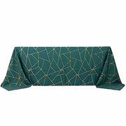 90"x132" Polyester Rectangular Tablecloth with Metallic Geometric Pattern