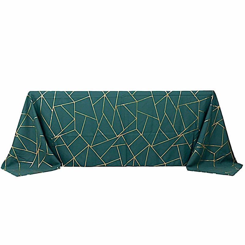 90"x132" Polyester Rectangular Tablecloth with Metallic Geometric Pattern