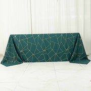 90"x132" Polyester Rectangular Tablecloth with Metallic Geometric Pattern