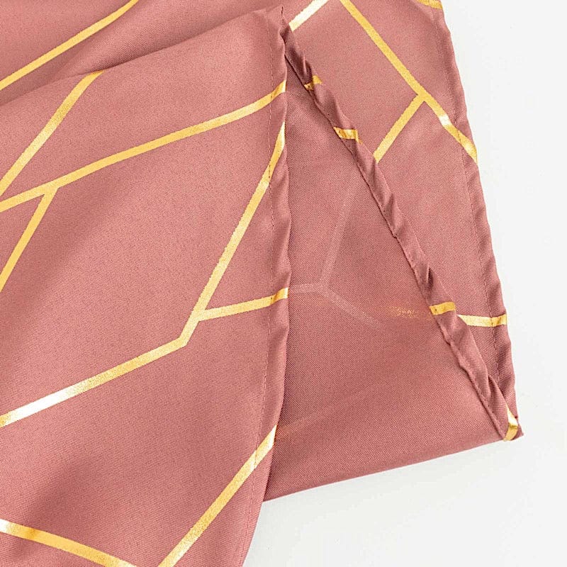 90"x132" Polyester Rectangular Tablecloth with Metallic Geometric Pattern