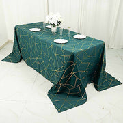 90"x132" Polyester Rectangular Tablecloth with Metallic Geometric Pattern