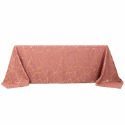 90"x132" Polyester Rectangular Tablecloth with Metallic Geometric Pattern