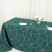 90"x132" Polyester Rectangular Tablecloth with Metallic Geometric Pattern