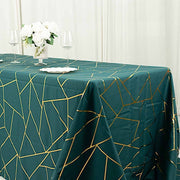 90"x132" Polyester Rectangular Tablecloth with Metallic Geometric Pattern
