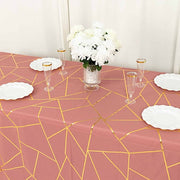 90"x132" Polyester Rectangular Tablecloth with Metallic Geometric Pattern