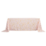 90"x132" Polyester Rectangular Tablecloth with Metallic Geometric Pattern TAB_FOIL_90132_046_G