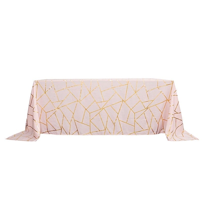 90"x132" Polyester Rectangular Tablecloth with Metallic Geometric Pattern TAB_FOIL_90132_046_G