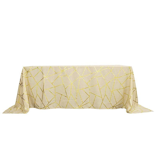 90"x132" Polyester Rectangular Tablecloth with Metallic Geometric Pattern TAB_FOIL_90132_081_G